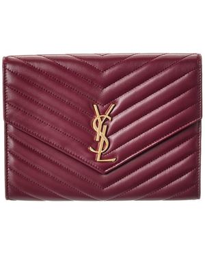 Saint Laurent Cassandre Leather Pouch - Purple