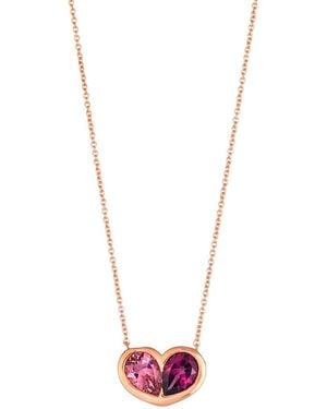 Le Vian Color Blocking Semi Precious 14K Rose 1.35 Ct. Tw. Tourmaline Rhodolite Pendant Necklace - White