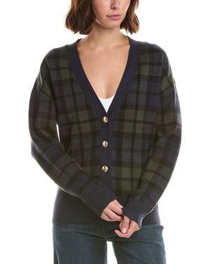 French Connection Plaid Oversized Wool-Blend Cardigan - Grey