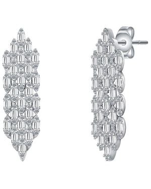 Genevive Jewelry Silver Cz Statement Earrings - White