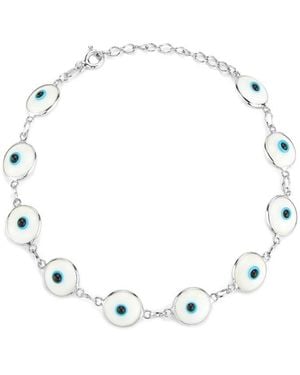 Sphera Milano Silver Cz Evil Eye Bracelet - Multicolour