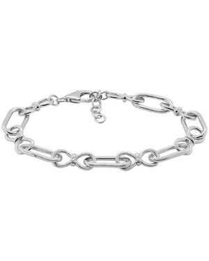 Italian Silver Open Links Bracelet - White