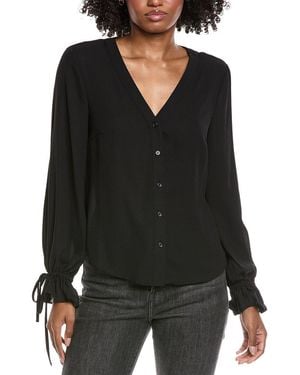 Cece V-Neck Flounce Blouse - Black