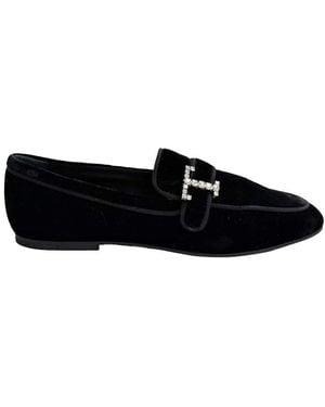 Tod's Velvet Crystal-Embellished Loafer (Authentic Pre-Loved) - Black