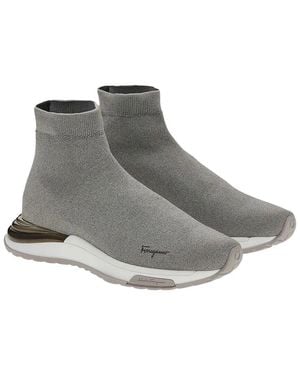 Ferragamo Logo Leather Trainer - Grey
