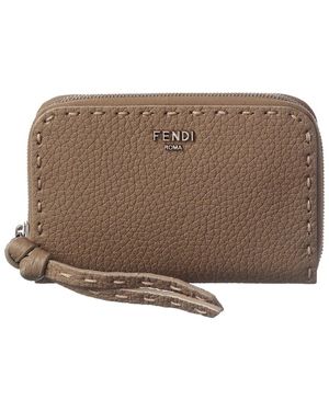 Fendi Zip Around Peekaboo Mini Leather Wallet - Brown