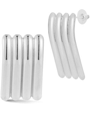 Glaze Jewelry Plated Stainless Steel Sculptural Statement Stud Earrings - White