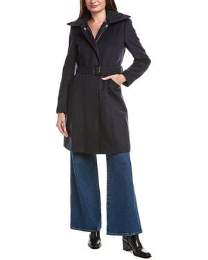 Sam Edelman Asymmetrical Wool-Blend Trench Coat - Blue