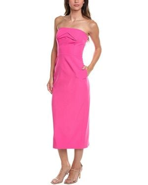MILLY Taylor Triangle Pleat Cady Dress - Pink