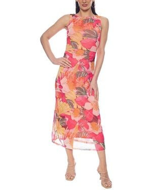 Bebe Mesh Midi Dress - Red