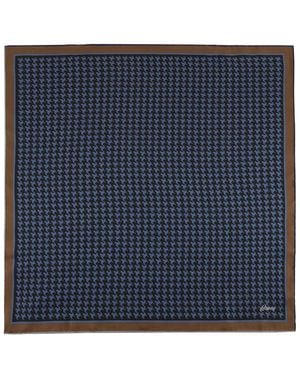 Brioni Houndstooth Silk Pocket Square - Blue