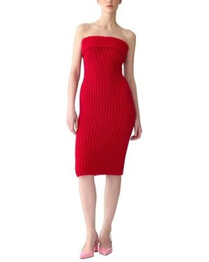 Carolina Herrera Strapless Cashmere Mini Dress - Red