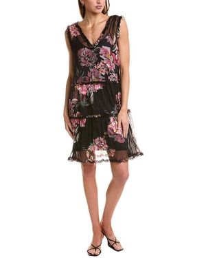 Johnny Was Perrie Ruffle Silk Mini Dress - Black
