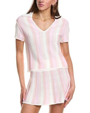 Rowing Blazers Knit Cropped Wool-Blend Polo Top - White