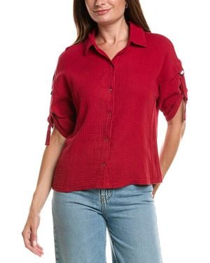XCVI Kaleo Snap-Up Blouse - Red