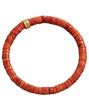 Karma and Luck Plated Coral Stretch Bracelet - Red