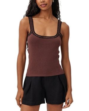 Bella Dahl Crocheted Trim Linen-Blend Jumper Top - Purple