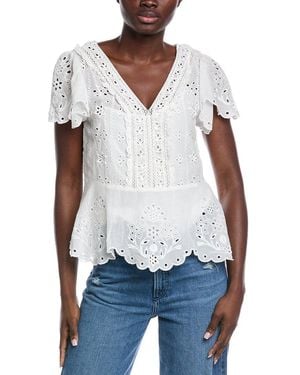 Johnny Was Elizabeth Peplum Blouse - White