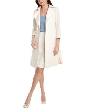Anne Klein Wide Collar Kissing Topper Coat - White