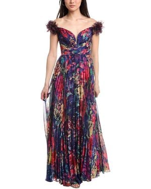 Marchesa Off-The-Shoulder Gown - Purple