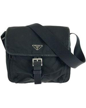 Prada Tessuto Triangle Logo Crossbody (Authentic Pre-Loved) - Black