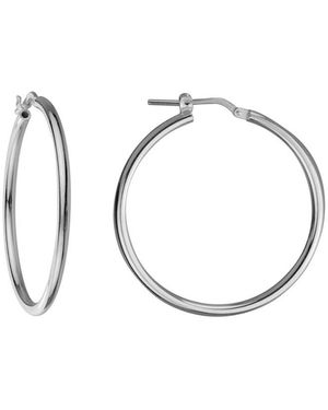 Italian Silver Round Tube Hoops 2Mm X 34Mm - Metallic
