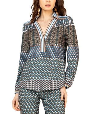 Hale Bob Long Sleeve Zayla Blouse - Blue