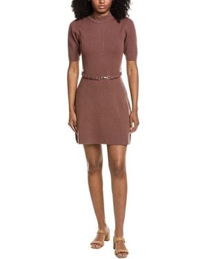 Fate Clasp Belt Detail Mock Neck Sweaterdress - Red