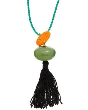 Kenneth Jay Lane Plated Tassel Necklace - White