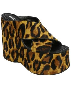 Paris Texas Leopard Haircalf Mule - Black