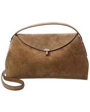 TOTEME T-Lock Suede Shoulder Bag - Brown