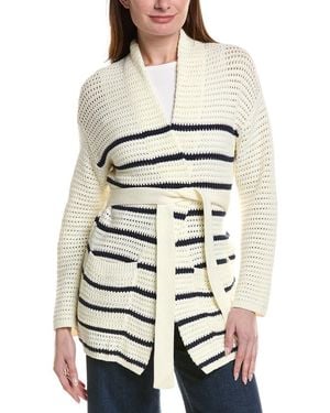 Tommy Bahama Stripe Crochet Stitch Cardigan - White