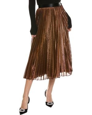 Reiss Alessi Metallic Pleat Skirt - Brown