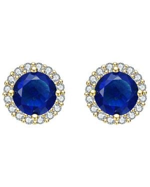 Rachel Glauber 14K Diamond Cz Earrings - Blue