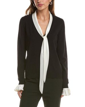 Tahari Tie Front Scarf Pullover - Black