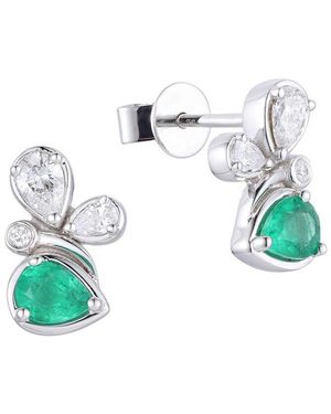 Gregg Ruth 14K 0.73 Ct. Tw. Diamond & Emerald Butterfly Earring - Blue