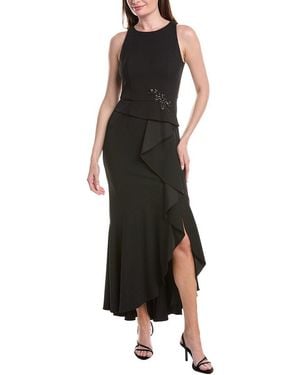 Adrianna Papell Beaded Crepe Gown in Blue | Lyst UK
