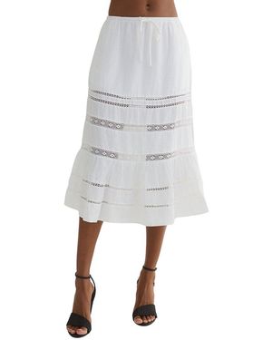 Bella Dahl Lace Trim Tiered Linen Skirt - Grey