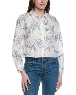 Ellen Tracy Allover Embroidered Top - Grey