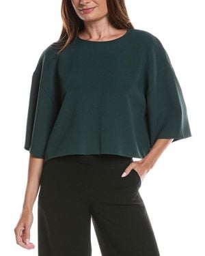 Lafayette 148 New York Silk-Blend Crewneck Blouse - Green