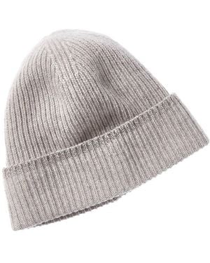 Portolano Lurex Ribbed Cashmere Beanie - Grey