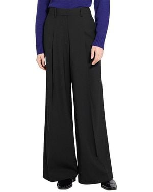 Theory Wide Pleat Trouser Wool-Blend Pant - Black
