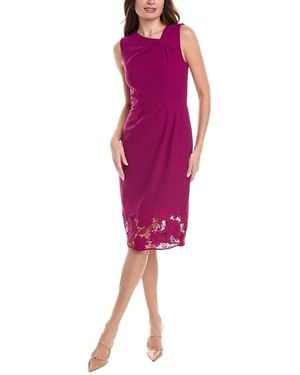 Donna Ricco Scuba Crepe Midi Dress - Red