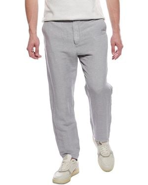 Tahari Woven Flat Front Linen-Blend Pant - Grey