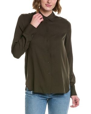 Vince Slim Fitted Silk-blend Blouse - Green