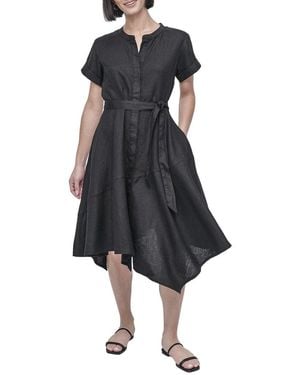 DKNY Linen Wrap Dress - Blue