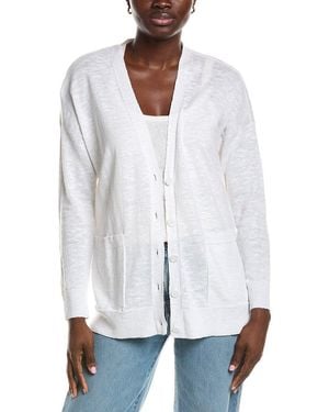 Eileen Fisher V-Neck Linen-Blend Cardigan - White