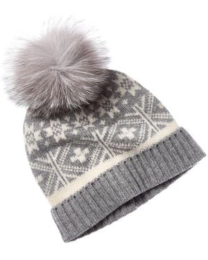 Sofiacashmere Sofiacashmere Fairisle Wool & Cashmere-Blend Hat - Gray