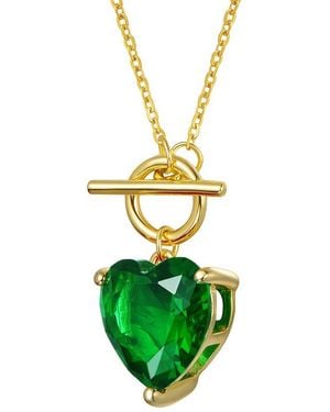 Genevive Jewelry 14K Diamond Cz Chain Necklace - Green