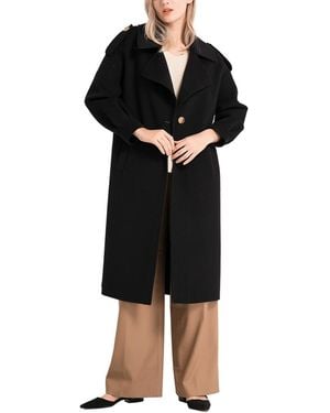 MALABO Single Button Long Coat - Black